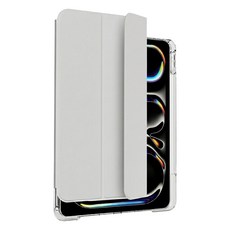 J.ROAD Shine 透明 Apple Pencil存儲滑軌 可拆卸保護套 iPad Air 11 2024 M2適用, 灰色, 1個