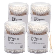 올웨일리 국산 오가닉 면봉 이탈리아 코튼, 100개입, 4개