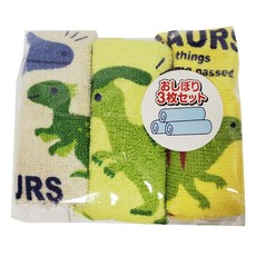 Skater 毛巾3入組, 恐龍 米色 + 黃色 + 淡黃色, 1組