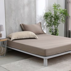 HongYew 鴻宇 天絲床包枕套組 三件式 100%天絲, 床包 + 枕套 2個, 雙人特大, 棕色