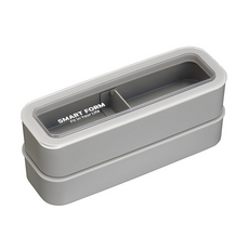 Lustroware 岩崎 兩段式防油汙微波便當盒 Set, 淺灰色, 1組