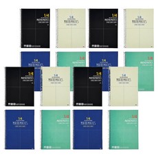 ibis 4等分練習本 SP10524 4本, 藍色+奶油色+黑色+薄荷色, 4套