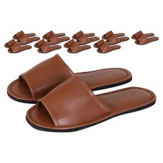 DAYOFF 素色皮革室內拖鞋, 棕色, 20組