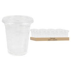 Tamsaa 透明PET冰杯+平蓋, 410ml, 100入