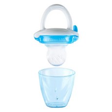 Munchkin 滿趣健 新鮮食物咬咬訓練器, 可放入新鮮蔬果、泥狀食物, 讓寶寶自行啃咬, 6個月以上適用, 藍色, 1個