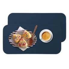 Diar 鉑金矽膠餐墊 早午餐, 2個, 深海軍藍, 39 x 19.5 cm