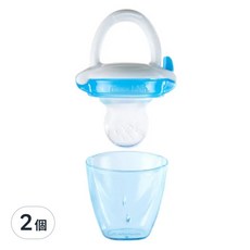 Munchkin 滿趣健 新鮮食物咬咬訓練器, 可放入新鮮蔬果、泥狀食物, 讓寶寶自行啃咬, 6個月以上適用, 藍, 2個