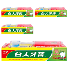 T.KI 白人 牙膏+牙刷 Set, 堅固牙齒 保護牙齦 強化琺瑯質 預防蛀牙, 4組