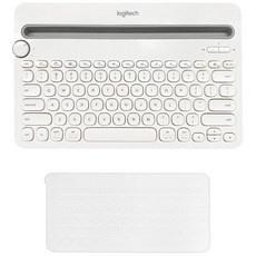 로지텍 K480 Bluetooth 멀티 디바이스 무선 텐키리스 키보드 + 한글 키스킨 세트, 화이트, Y-R0049(키보드)