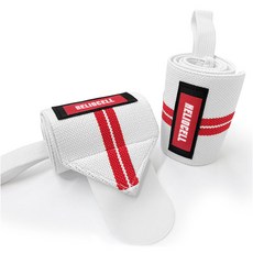 Heliocell 健身護腕 拇指環束帶 雙手用, 白色 + 紅色條紋, 1套