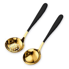 Bettervise SUS304不鏽鋼湯勺 + 漏勺, 黑色, 1套