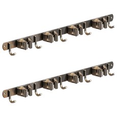 304不銹鋼4夾5鉤拖把/掃把架/掛衣勾/置物架/掛架/壁掛排衣鉤 衛浴室/陽臺/廚房適用, 2個, 槍灰色