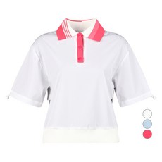 luxgolf 女款撞色領抽繩短袖襯衫 LB4M628W