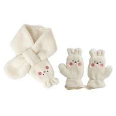 JAR嚴選 兒童可愛加絨圍巾手套組, 白小兔圍巾手套, 均碼