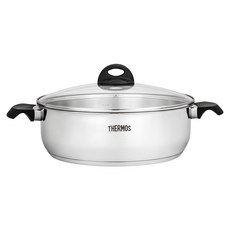 THERMOS 膳魔師 電磁爐適用 不銹鋼饌饗火鍋 6.5L, 30cm, 銀色, 1個