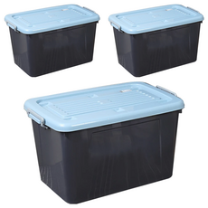 KEYWAY 聯府 BF-1101 百富滑輪整理箱 110L, 藍灰色, 3個