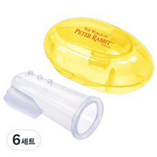 리코무역 래빗 실리콘 손가락 칫솔 + 케이스, 6세트