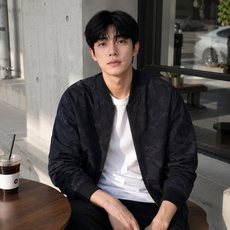 Starbean 男士休閒圖案拉鍊夾克