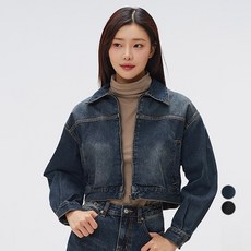 SPAO 女款丹寧短版拉鍊棉質夾克 SPJEF23G02