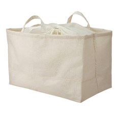 SHIMOYAMA 束口型亞麻風可折疊手提購物袋/收納袋, 米色, 1個