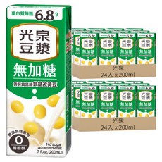 光泉 無加糖豆漿, 200ml, 48入