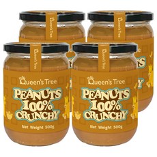 퀸즈트리 100% 땅콩 피넛버터 크런치, 500g, 4개