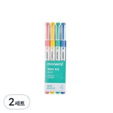 모나미 에센티 트윈 형광펜 4색SET 4종류, 뉴브리즈, 2세트