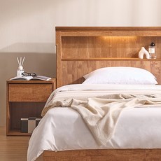 잉글랜더 디온 고무나무 원목 수납 침대 프레임 + 협탁 세트 방문설치, 월넛