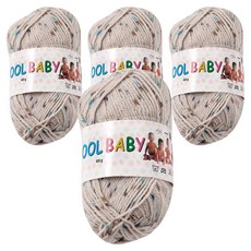 CheongsongTteugaesil Wool Baby 編織線, 31372 灰米色, 4個
