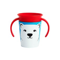 munchkin 滿趣健 360度繽紛防漏練習杯, 紅點設計獎, 美國牙醫推薦, 360度輕鬆抿杯緣喝水, 自動鎖水, 環保減塑包裝, 北極熊, 1個