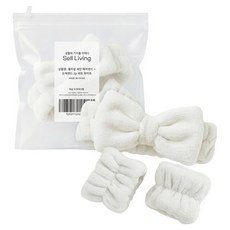 셀리빙 세안 헤어밴드 + 손목밴드 2p 세트, 화이트, 1세트