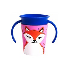 munchkin 滿趣健 360度繽紛防漏練習杯, 紅點設計獎, 美國牙醫推薦, 360度輕鬆抿杯緣喝水, 自動鎖水專利, 無BPA, 環保減塑包裝, 狐狸, 177ml, 1入