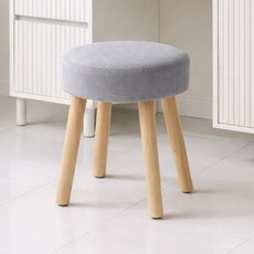 오션웰리빙 원형 쿠션 패브릭 화장대의자, 그레이, 1개