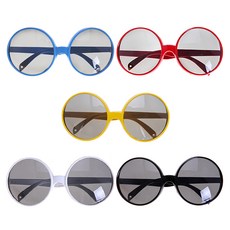 派對道具圓形眼鏡5件組, 藍色, 紅色, 黃色, 白色, 黑色, 1套