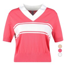 luxgolf 女款V領撞色短袖針織衫 LB4M616W