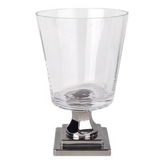 Meric Garden 北歐輕奢羅馬高腳鍍銀裝飾玻璃花瓶, 透明色