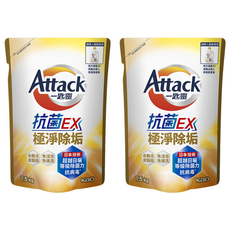 Attack 一匙靈 台灣公司貨 抗菌EX洗衣精 抗菌EX極淨除垢 補充包, 1.5kg, 2包