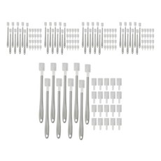 Serentic 一次性馬桶縫隙角落鍵盤刷 加長版 10p + 替換刷頭 20p 組, 5套, 灰色(刷子)