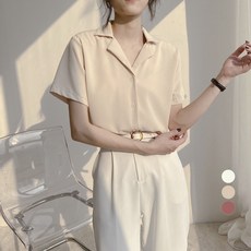 Doobom 女款基本款半長袖襯衫