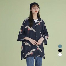 Dubeom 女款 萬人仙鶴 短袖襯衫