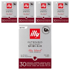 illy 意利 Intenso即溶咖啡隨身包, 1g, 30條, 5盒