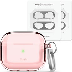 엘라고 에어팟 3세대 필수템 클리어 행 케이스 + 철가루스티커 세트, 러블리핑크(케이스), 다크그레이(스티커), 1개