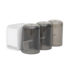 FAmILyLIFE 生活 航太鋁免打孔3杯3槽牙刷置物架 免釘膠 A-244-W 牙刷架 21 x 10 x 9cm + 杯子 6.8 x 10cm 530g, 簡約白, 1個