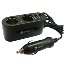 Kinyo 車用USB點煙器擴充器 CRU-19 86 x 28 x 42mm 線長90cm 黑色 13g, 2口, 1個