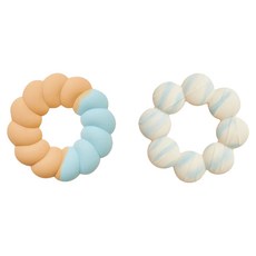 奇哥 CHIC BASICS甜甜圈咬咬樂固齒器2件組, 2個固齒器, 藍色, 1組