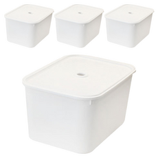 KAZT 現代風收納籃 + 收納籃蓋, 4個, 白色