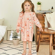 Maykids 女童款兔子印花荷葉邊睡裙