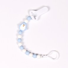 企鵝矽膠固齒器奶嘴練夾, 無奶嘴, 天藍色