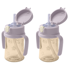 Bebelock 韓國製PPSU一鍵彈蓋吸管杯, 薰衣草紫, 210ml, 2個