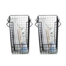 Ocheuaseu薄型鐵製網狀置物籃, 2個, 黑色